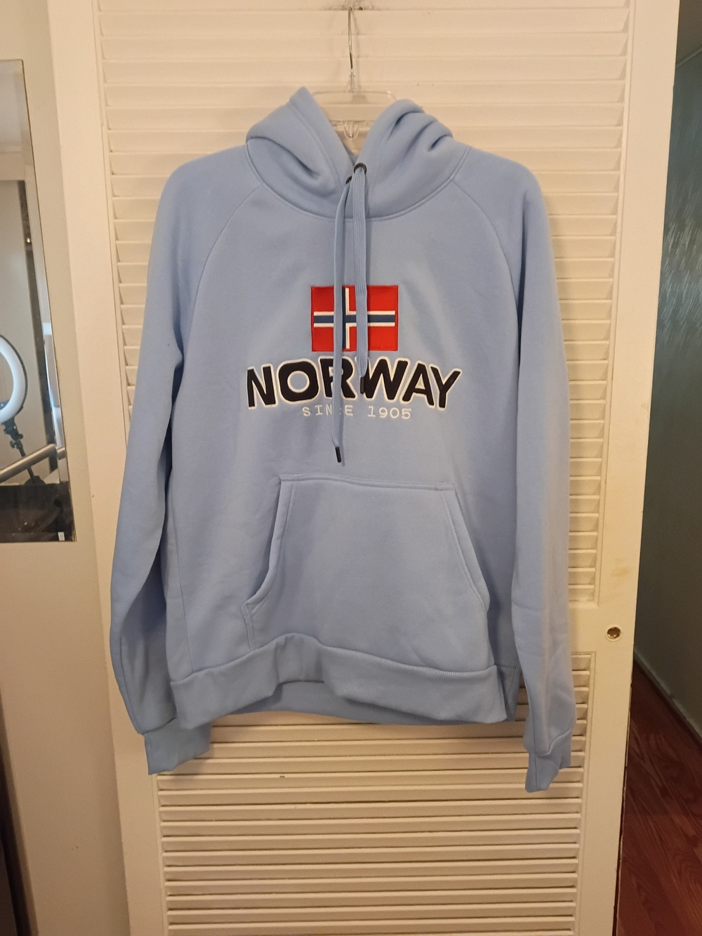 Norway Logo Light Blue Hoodie Sweatshirt - Picture 2 of 7